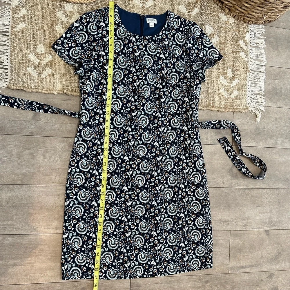 New J. Crew Women’s Paisley Print Navy Short-sleeve belted suiting dress size 4